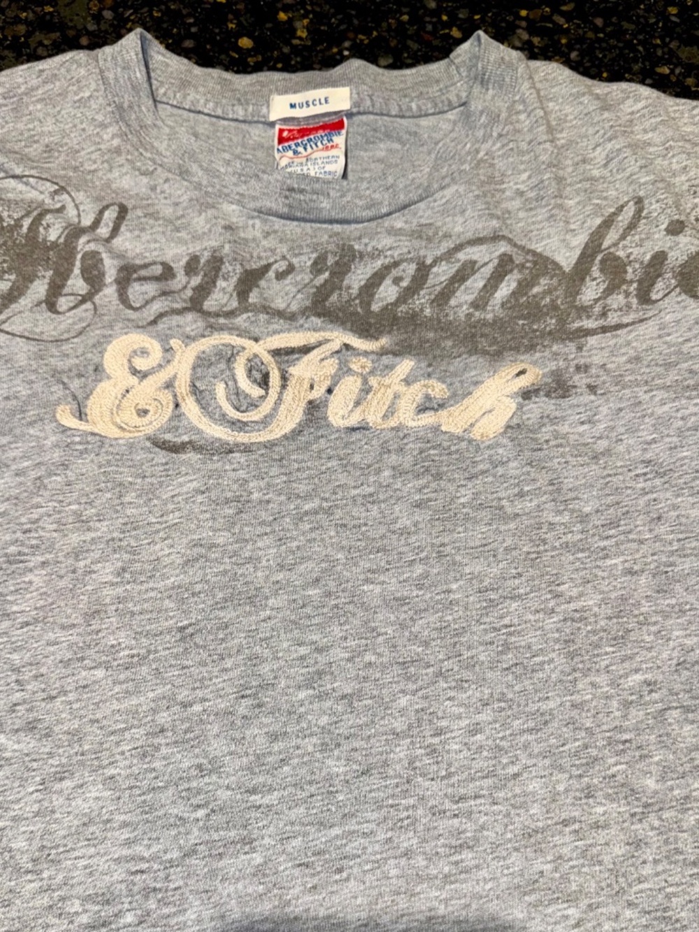 Vintage Abercrombie & Fitch Gray Graphic T Shirt Men’s Muscle Fit L